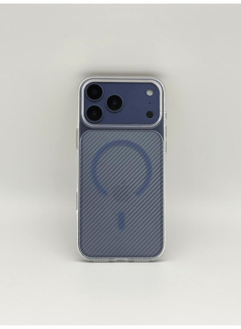 general Premium MagSafe Compatible Carbon Fiber Texture Case for iPhone 17 Pro – Ultra-Slim Shockproof Back Cover with Integrated Camera Protector & Metallic Accents – [Blue] - Image 1